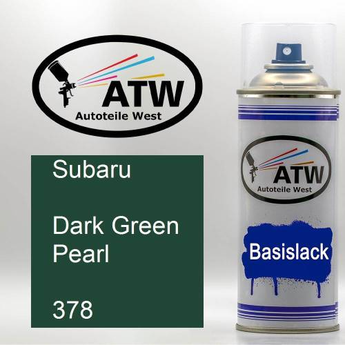 Subaru, Dark Green Pearl, 378: 400ml Sprühdose, von ATW Autoteile West.